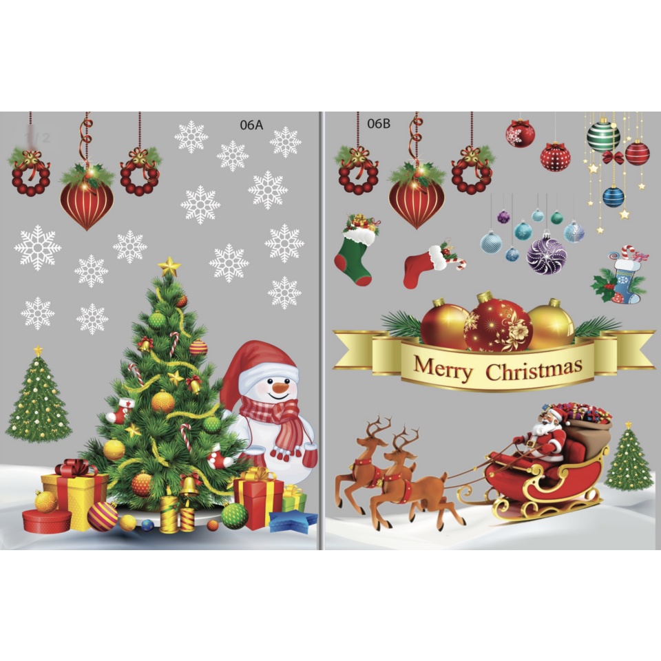 Decal trang trí noel dán kính dán tường NHIỀU MẪU ĐẸP