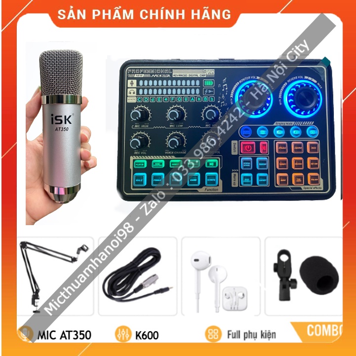 Bộ Mic Hát Livestream Sound Card K600 &amp; Mic AT350 . Chất Âm Cực Hay , Livestream Bigo , Facebook , Tiktok