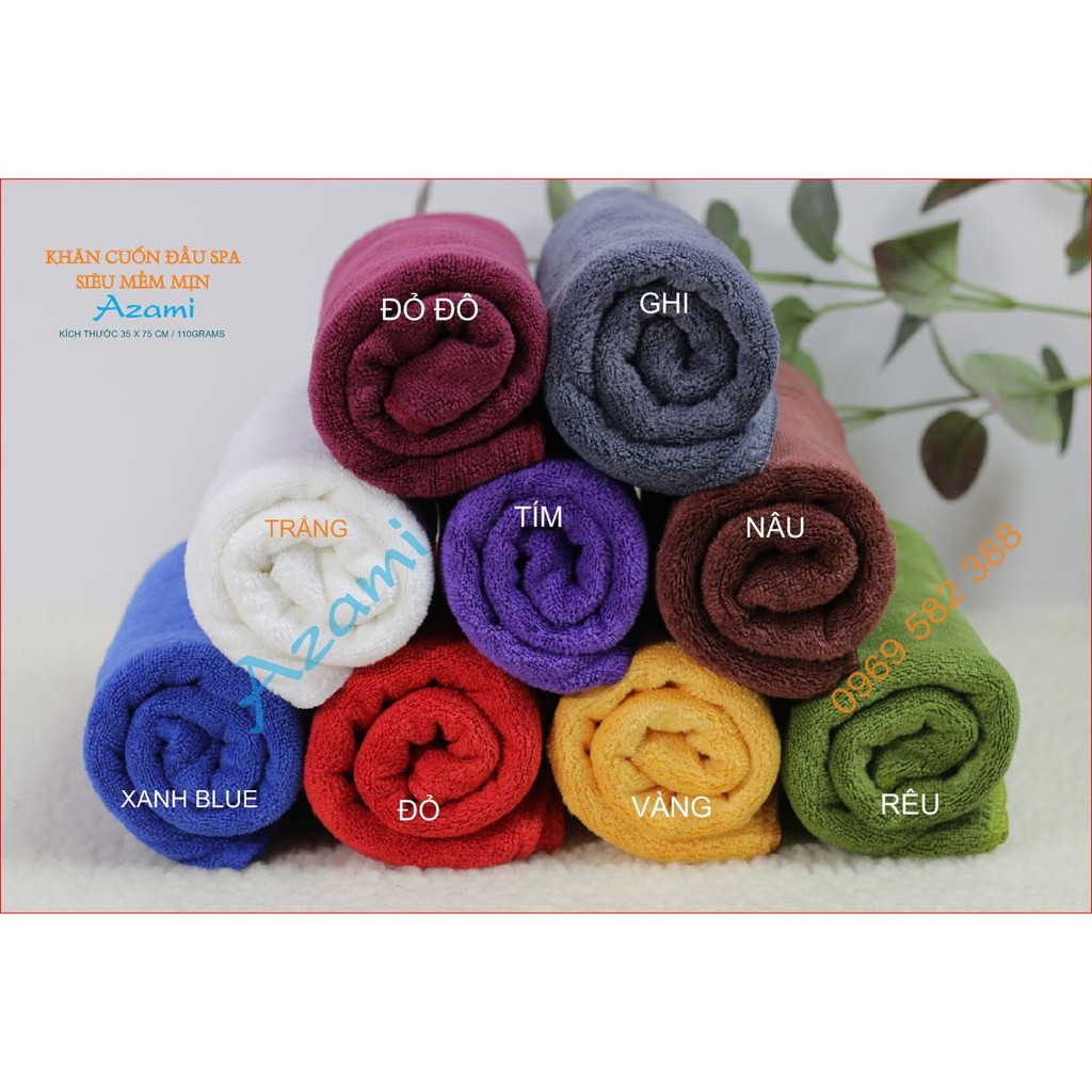 Khăn quấn tóc ⚡ GIÁ TỐT ⚡ khăn quấn đầu 35x75cm mặt bông mềm mịn tạo cảm giác êm ái cho người sử dụng