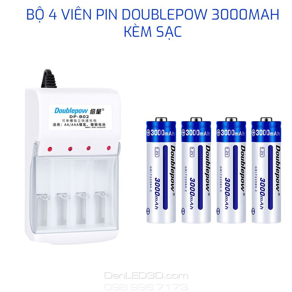 [Chính Hãng] Pin Sạc DoublePow 1200Mah Kèm Bộ Sạc, Dung Lượng Thật, BH 1 Đổi 1