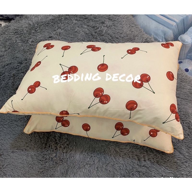Ruột gối nằm bông sơ tinh khiết kích thước 40-65cm hoạ tiết Cherry Đỏ