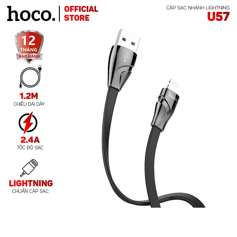 Cáp sạc nhanh Hoco U57 Lightning dài 1.2m-Dành cho thiết bị của Apple