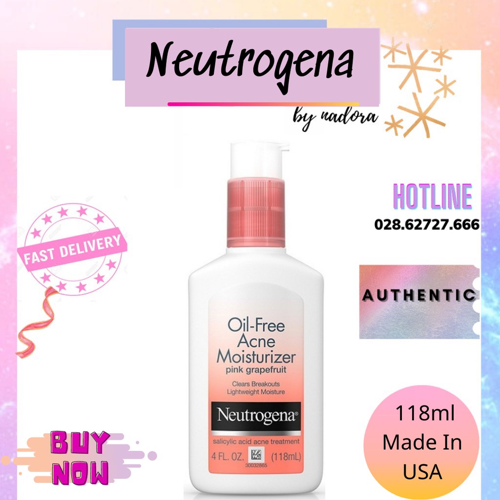 Kem Dưỡng Neutrogena Oil Free Acne Moisturizer Pink Grapefruit (118ml)