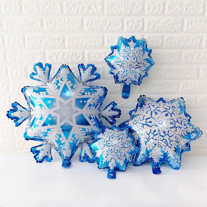 Set 10 Bong Bóng Hình Hoa Tuyết 12 inch Trang Trí Giáng Sinh