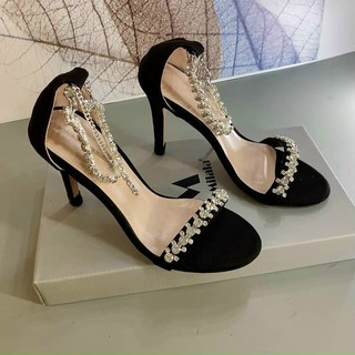 Sandal bít gót 8P quai dây đá - Sandal cao gót 8P Chile