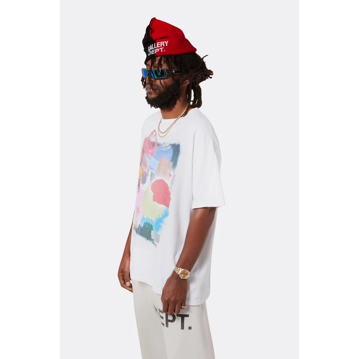 GALLERY DEPT European and American trend abstract oil painting back gold powder letter printing wash water retro casual couple short-sleeved T-shirt