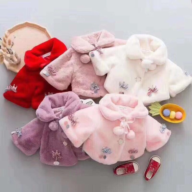 Áo choàng lông cao cấp quảng châu cho bé gái 8-18kg