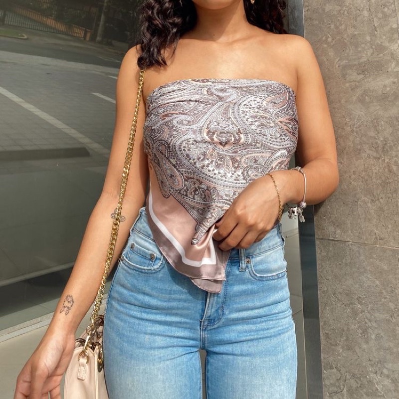 Khăn turban lụa vuông choàng cổ bandana cột áo yếm size 70cm - Maben