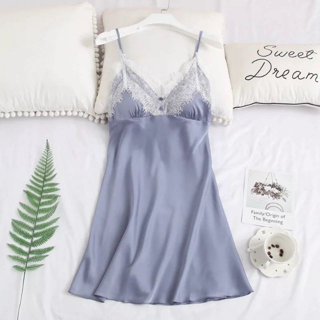 Váy lụa Satin viền ren cao cấp đồ ngủ đồ lót