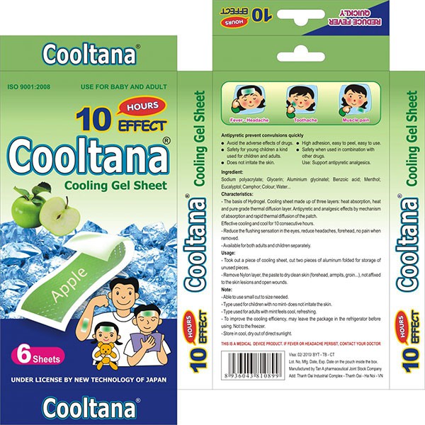 Hộp 6 Miếng dán hạ sốt COOLTANA dịu ngay cơn sốt