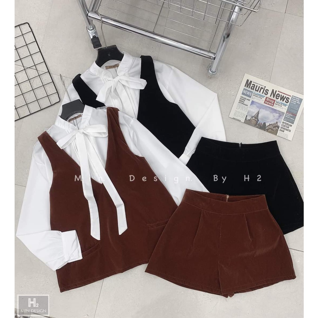 Set 3 món mix sơ mi trắng siêu xinh 2 màu