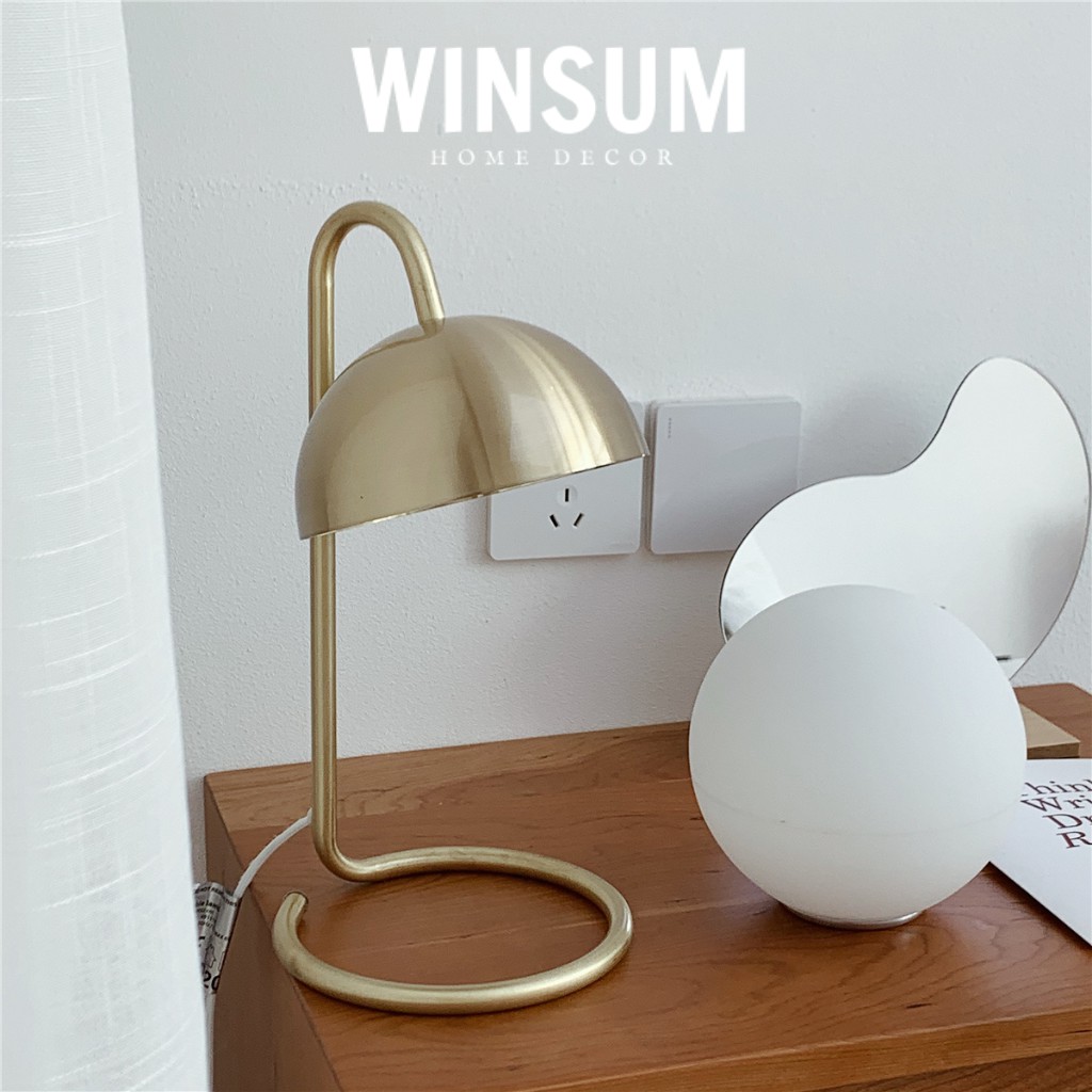 Đèn Ngủ Thuỷ Tinh Hình Cầu Để Đồng Phong Cách Scandinavian Hiện Đại - winsum.decor