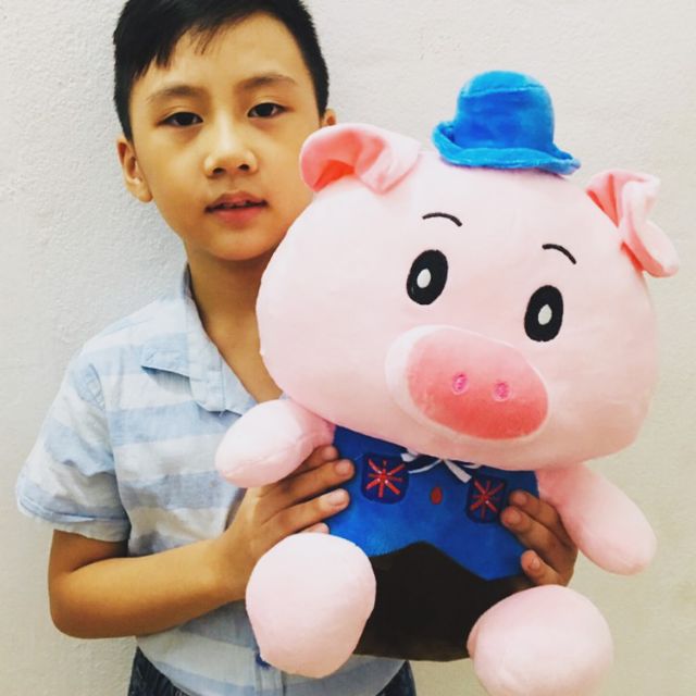 Gấu bông heo mũ xanh