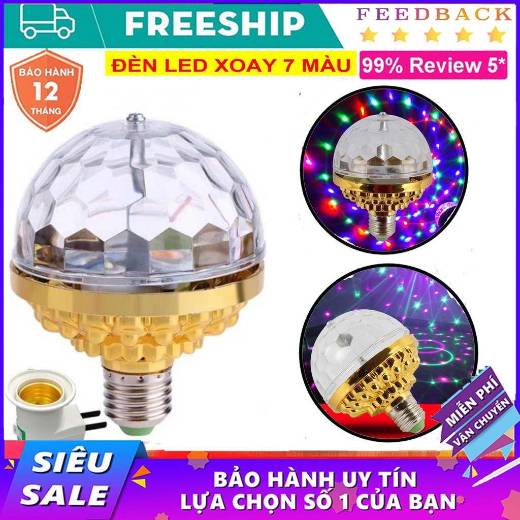 Đèn LED Xoay 7 Màu Nhiều Hiệu Ứng Tia Chớp Nhấp Nháy Theo Tiếng Nhạc, Đổi Màu, An Toàn Khi Sử Dụng