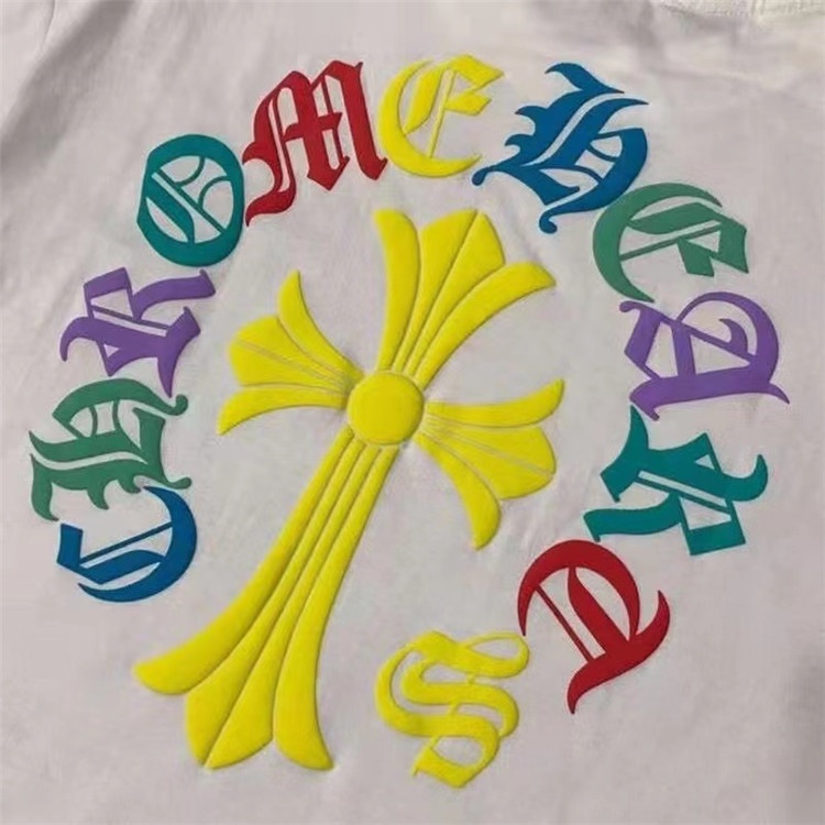 Áo Thun Tay Ngắn Cổ Tròn In Chữ Chrome Hearts Màu Sắc Thời Trang Thường Ngày Cho Nam Và Nữ