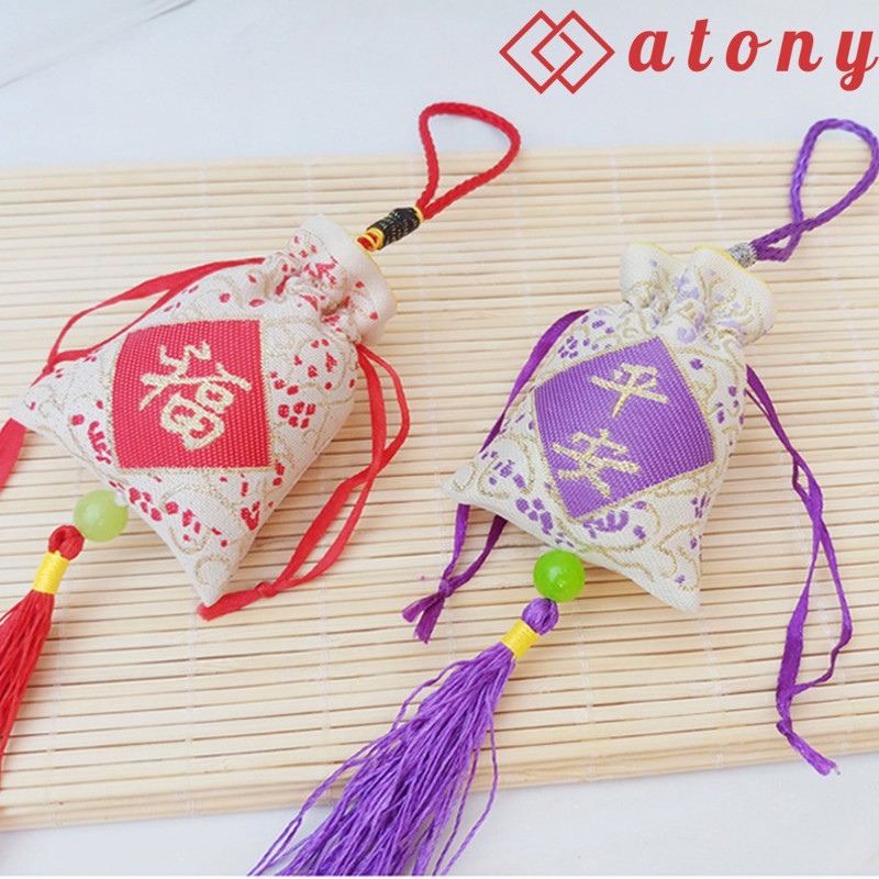 Túi Thơm Thảo Mộc ATONY - Túi Vải Gấm, Thêu chữ Phúc, Bình An - Giúp Khử Mùi, Làm Thơm, Trang Trí Nhà Cửa