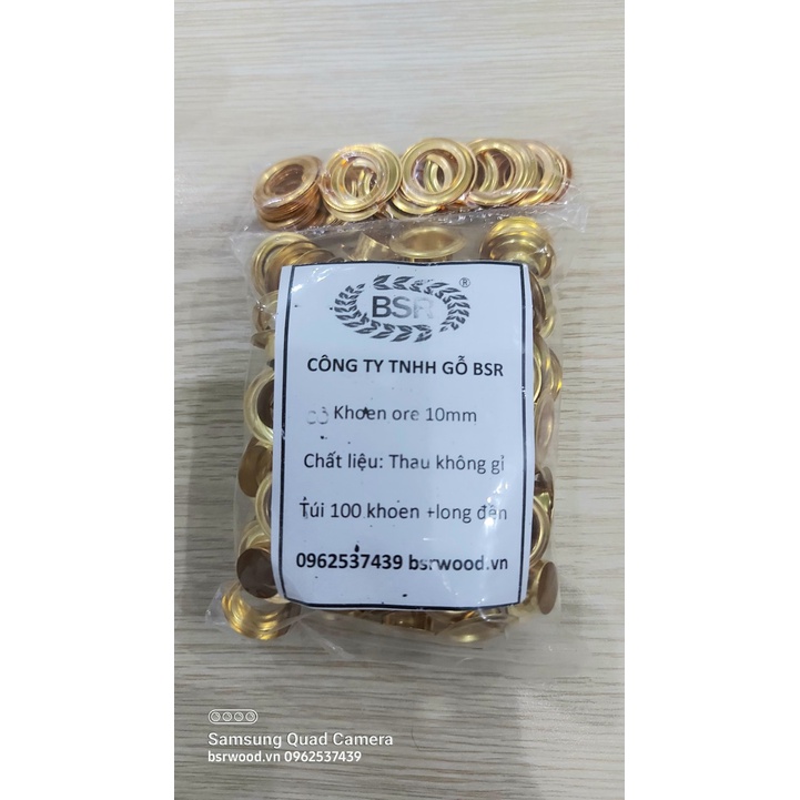 Khoen ore 10mm Khoen mắt cáo 10ly Thau không gỉ Khuy mắt cáo bấm vải Túi 100 cái  Màu bạc/ vàng/ đồng