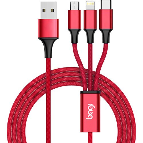 Cáp 3 trong 1 Micro USB - Lightning - USB Type-C Bagi 1.2m CB-AS12 - Hàng chính hãng