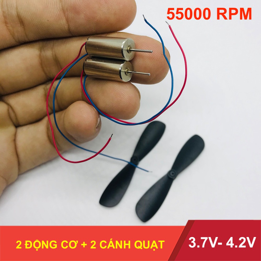 2 motor máy bay mini 716 kèm cánh quạt tốc độ cao 55000 RPM điện áp 3.7V - 4.2V - LK0177