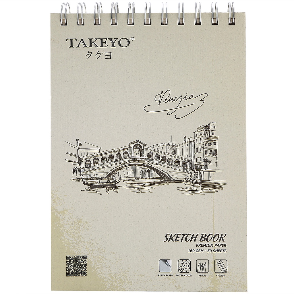 Sổ Vẽ Sketchbook Lò Xo Takeyo 8522 A5 - 50 Tờ - Mẫu Ngẫu Nhiên