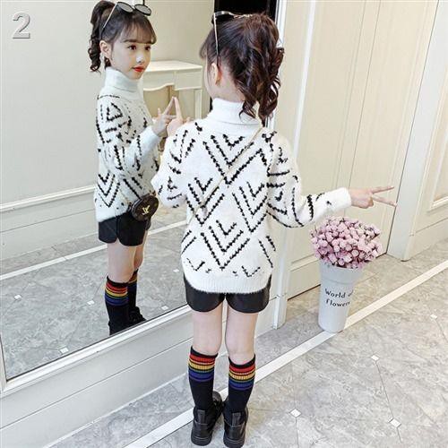 quần short bé trai✁◊❄Mùa xuân năm 2021 áo len cao cổ sọc hình chữ V mới trẻ em đáy dày Hàn Quốc