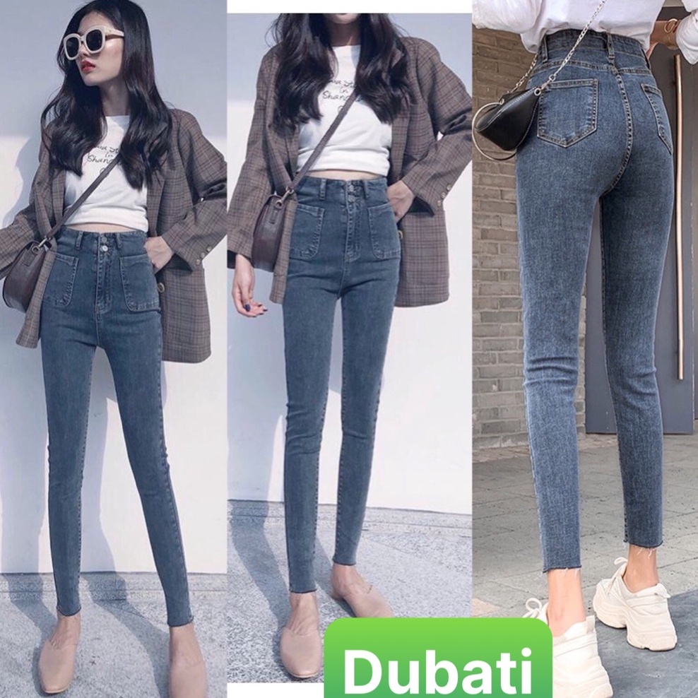 QUẦN JEAN NỮ ÔM DÁNG LUNG CAO, CHẤT JEAN CO GIÃN CHUẨN SANG CHẢNH MỚI - DB 81 - DUBATI FASHION