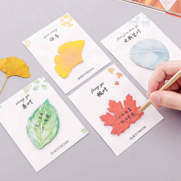 Giấy ghi chú hình chiếc lá xinh xắn đơn giản