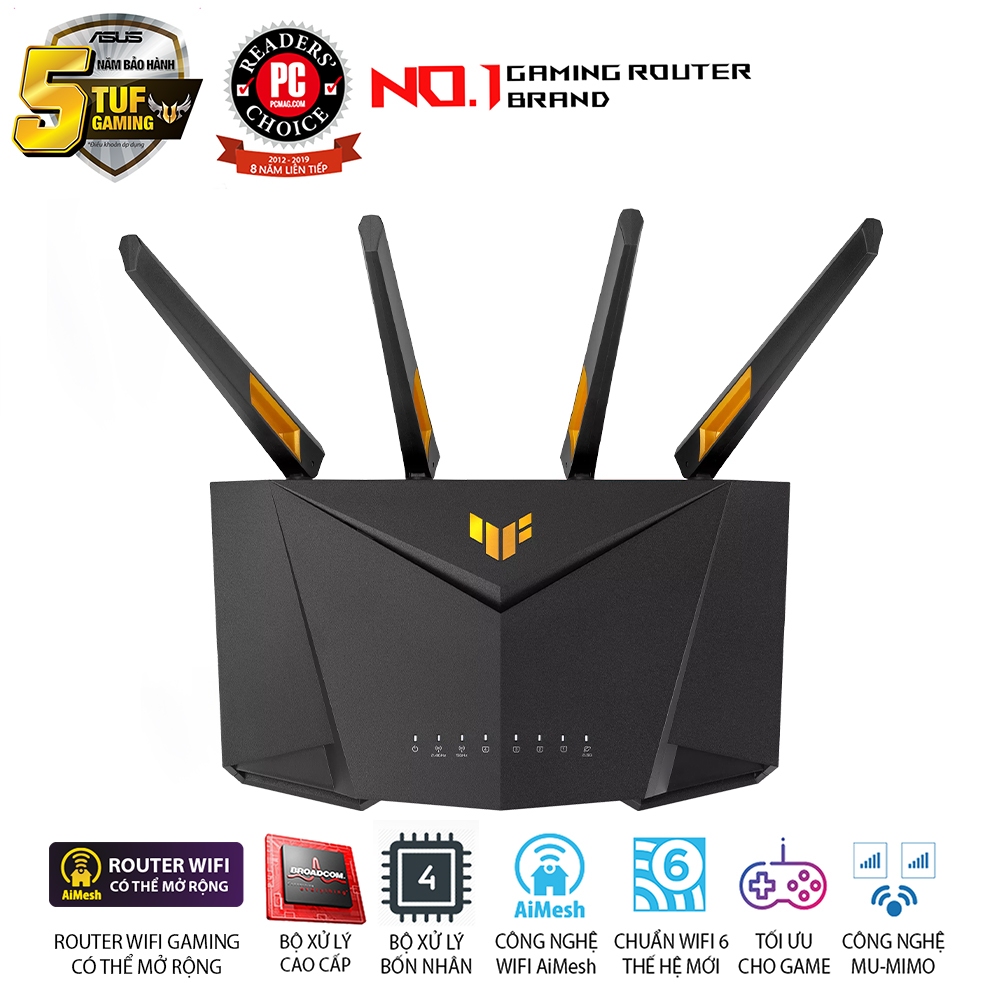 ASUS TUF GAMING AX4200  Wifi AX4200 2 băng tần, router WiFi gaming có thể mở rộng, USB 3.2