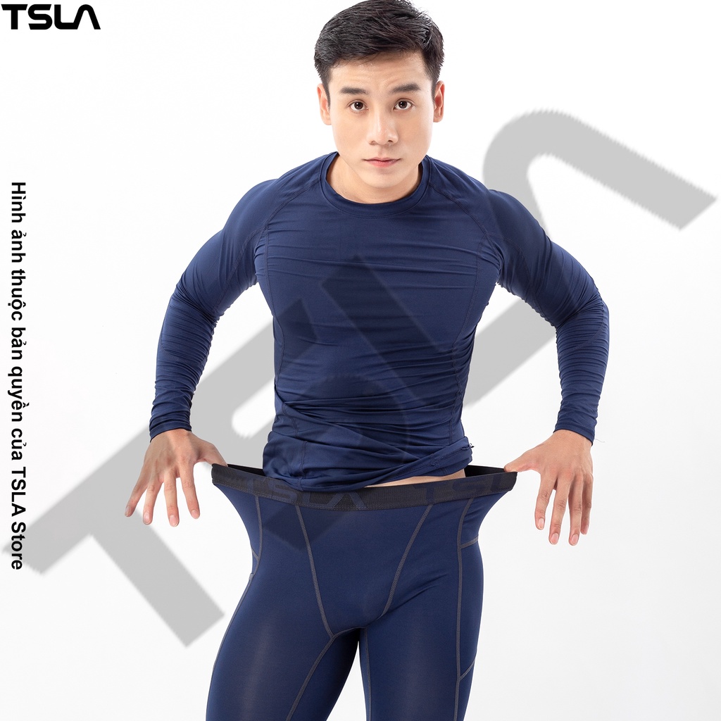 Quần combat bó cơ nam TSLA dạng quần legging bản to ôm body co giãn tập gym chạy bộ bơi lội quần lót trong chơi thể thao