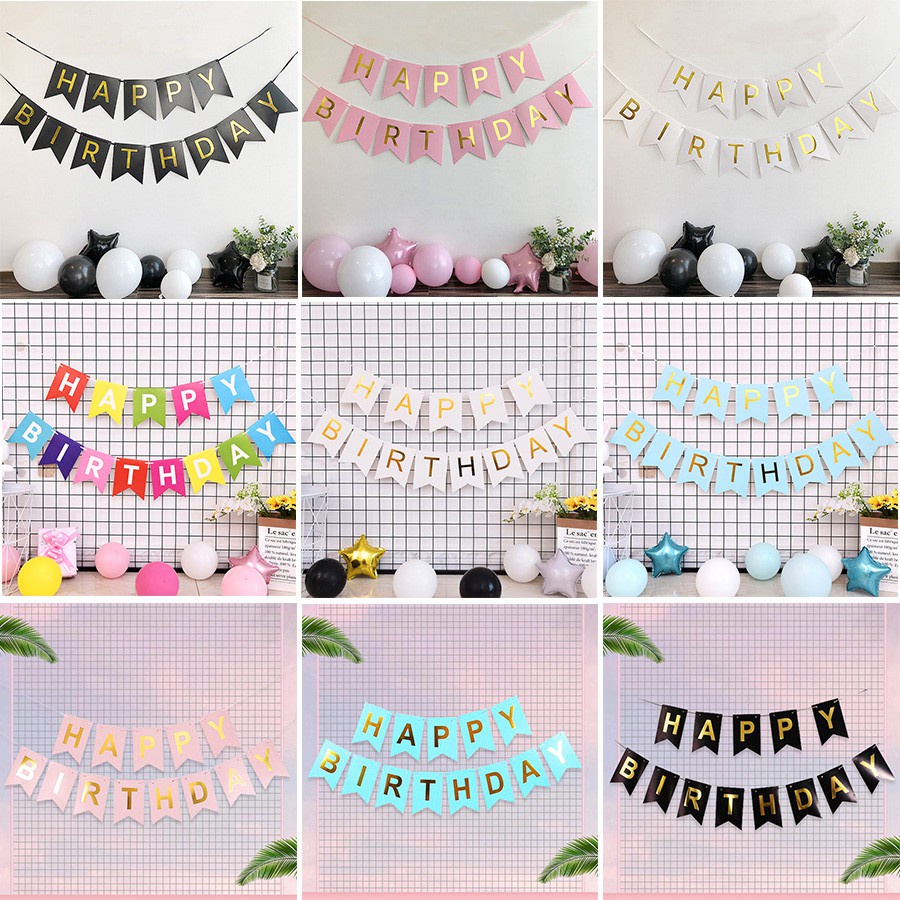 Dây chữ happy birthday giấy dây treo sinh nhật, HPBD