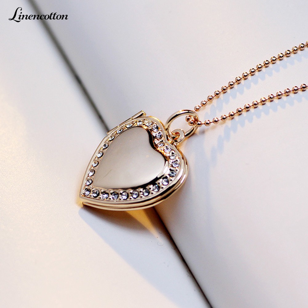 Heart Photo Frame Locket Necklace Clavicle