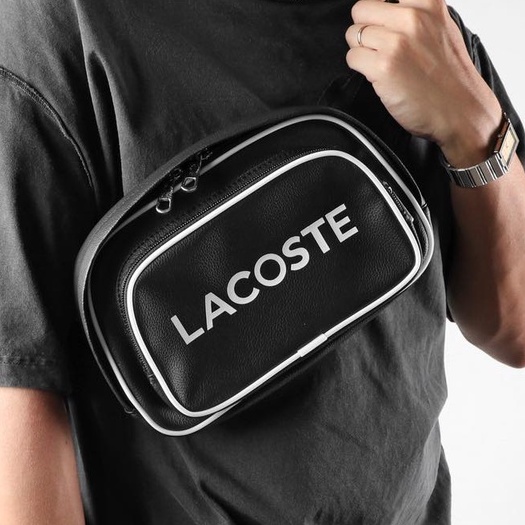 Túi bao tử bằng da hàng hiệu, túi da Lacoste chống nước 24 x 16 (cm)