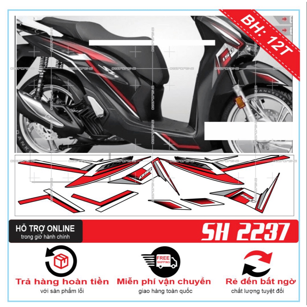 TEM XE SH 2020 ĐỎ ĐEN XÁM -- SHIN DECAL 2