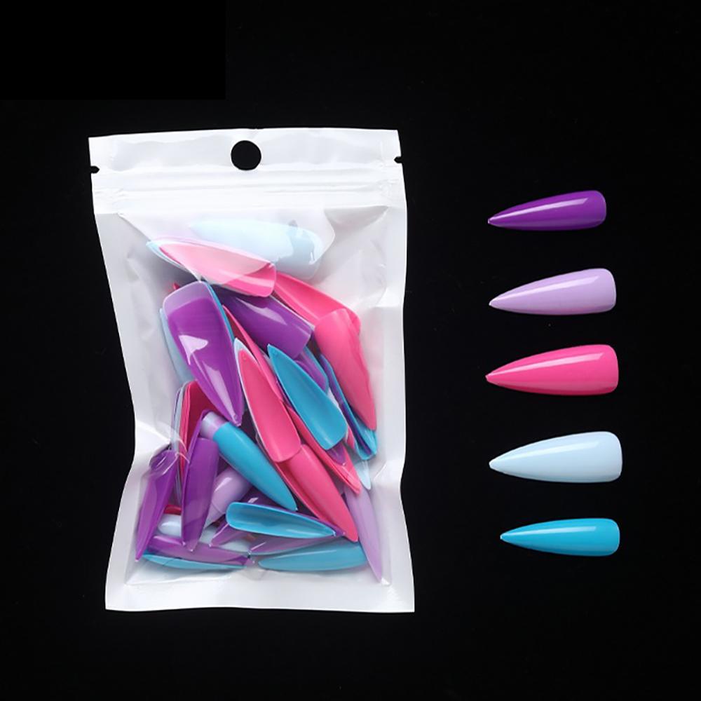 Set 100 Móng Tay Giả Dạng Nhấn Che Phủ Toàn Diện Màu Kẹo Có Thể Tháo Rời
