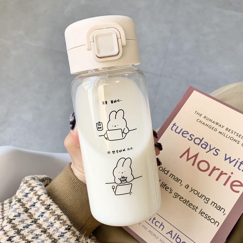 Bình Nước Nhựa Chịu Nhiệt Cao Chống Rơi Dung Tích 500ML Có Ống Hút Tiện Lợi