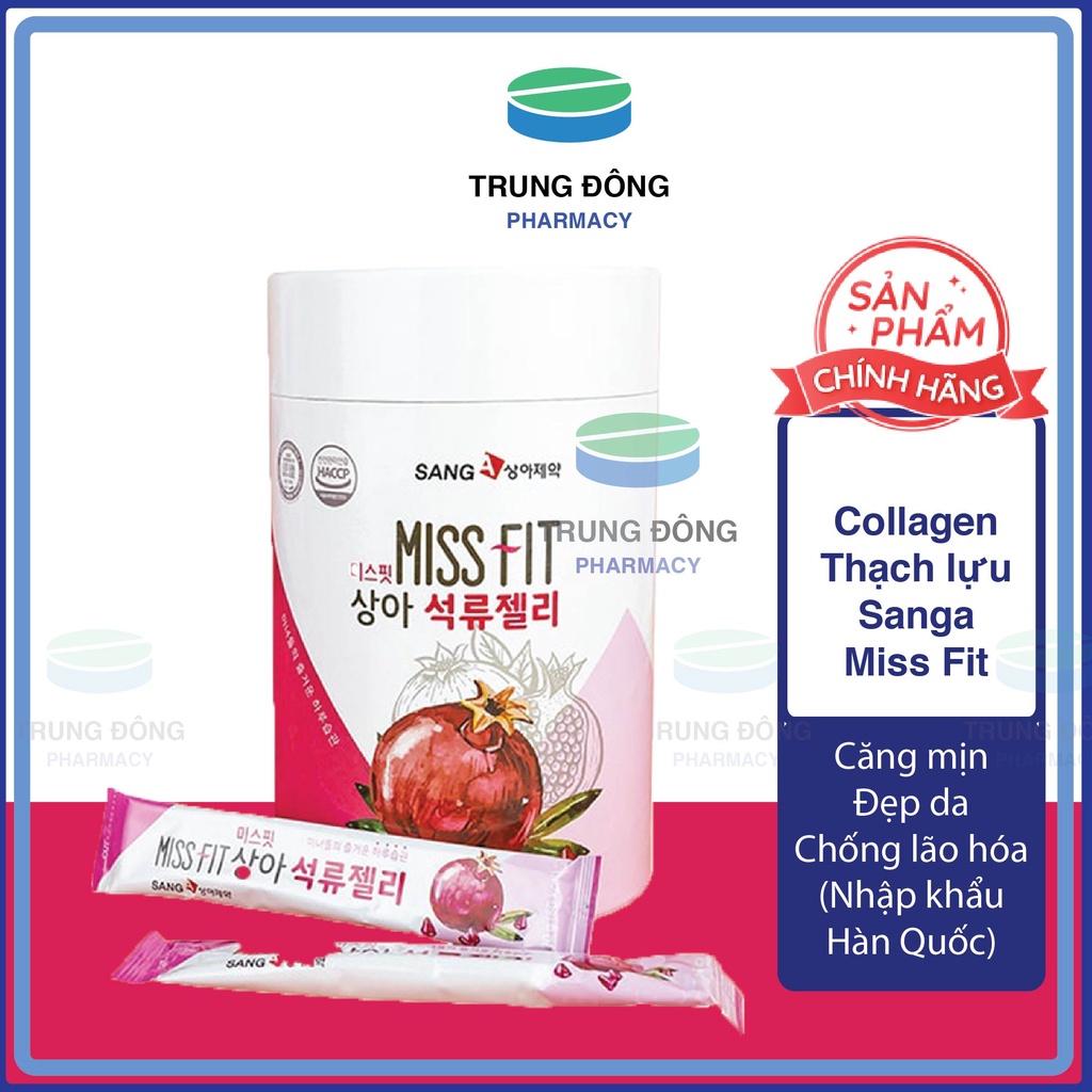 Collagen Thạch lựu Sanga Miss Fit Hàn Quốc, căng mịn đẹp da chống lão hóa cho phụ nữ, hộp 30 gói - Trung Đông Pharmacy