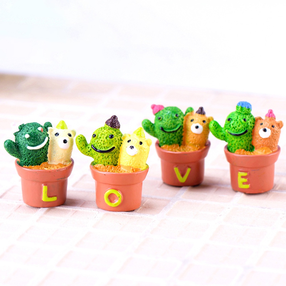 Set 2 chậu cây xương rồng giả mini trang trí bàn làm việc dễ thương