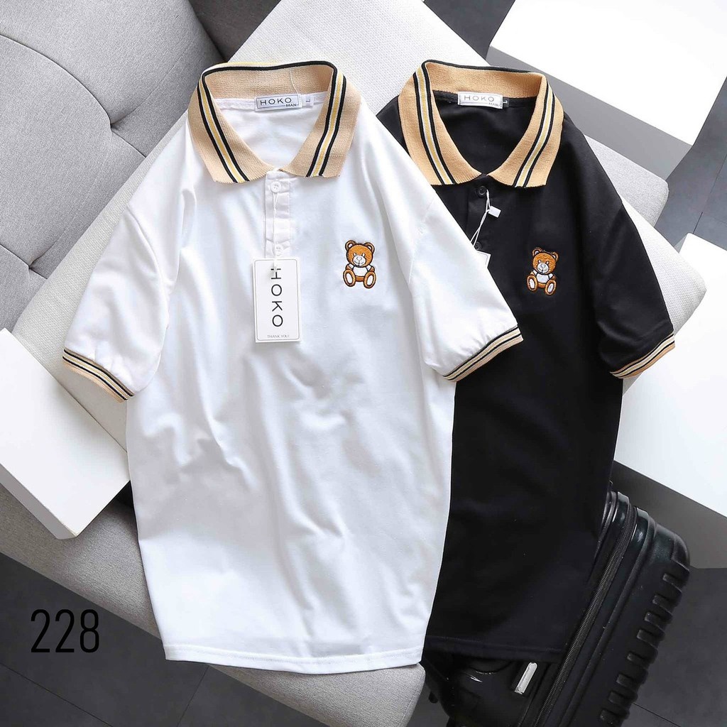 ÁO THUN NAM CỔ BẺ POLO NGỰC THÊU GẤU 228 CHẤT LIỆU CAO CẤP THẤM HÚT MỒ HÔI PHONG CÁCH TRẺ TRUNG
