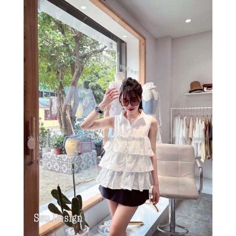 Áo sơ mi nhiều tầng kiểu dáng hàn quốc ulzzang tiểu thư bánh bèo dễ thương, áo kiểu nữ - LAZASHION