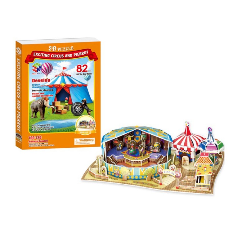 Đồ chơi lắp ráp Giấy 3D Mô hình Exciting Circus and Pierot B368-13
