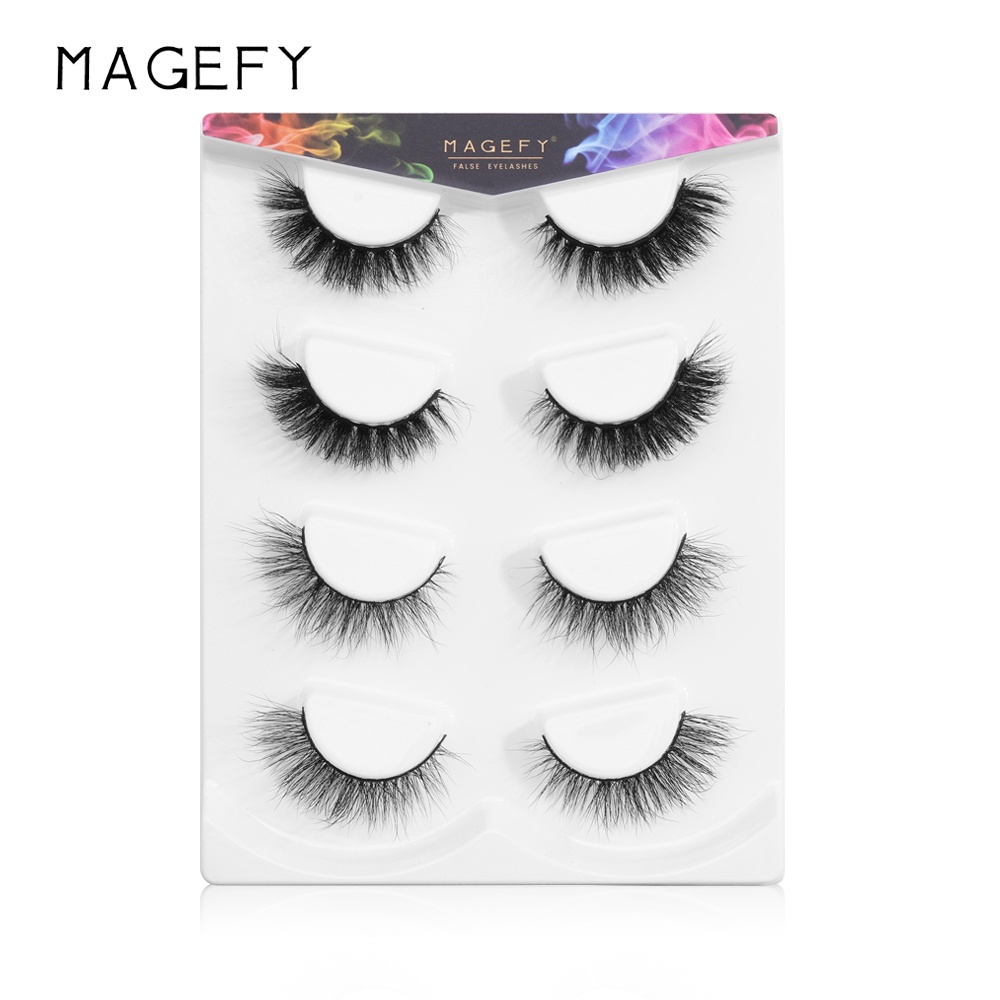 Set 4 cặp lông mi giả MAGEFY dày và cong tự nhiên tái sử dụng được