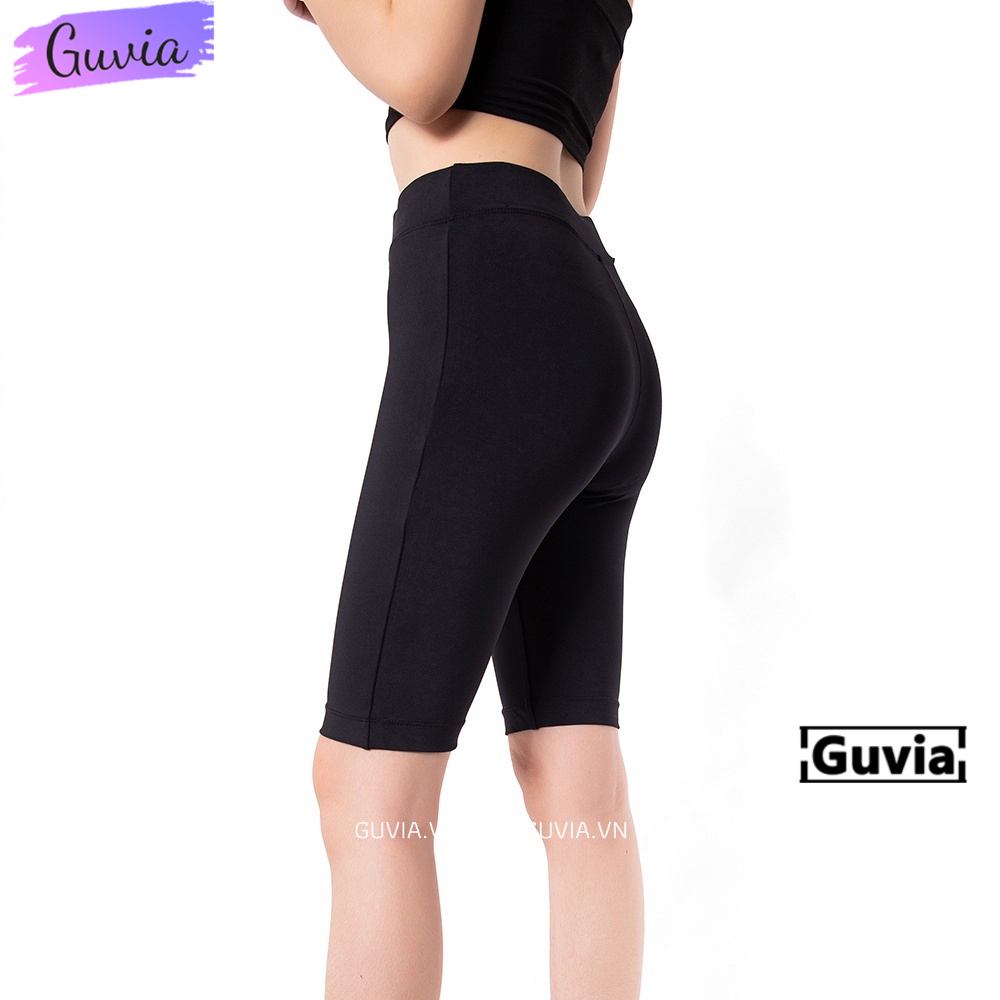 Quần LEGGING NGẮN LỬNG Nữ Lưng Thun Cao Tôn Dáng Dài 47cm Co Giãn 4 Chiều Dày Đẹp Cao Cấp GUVIA QU13