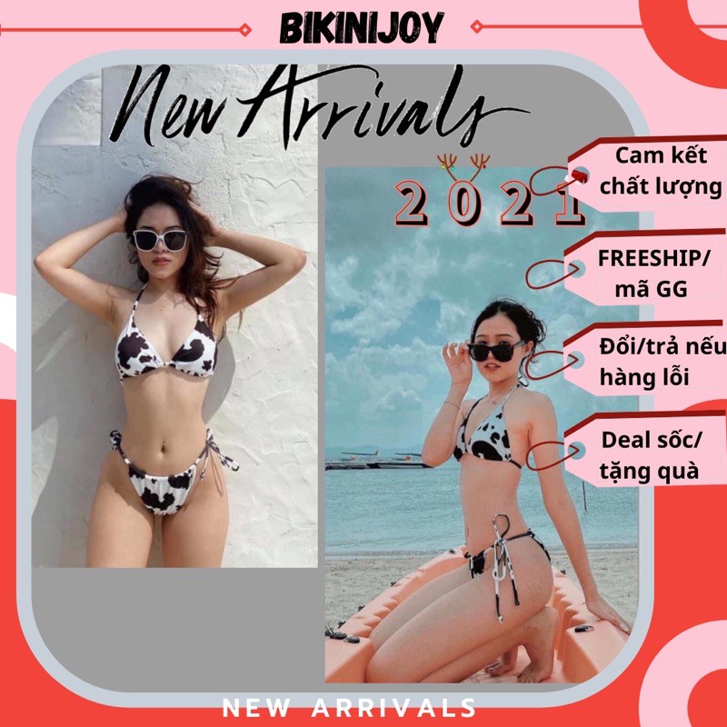 [ MẪU MỚI] Bikini 2 mảnh tam giác hoạ tiết bò sữa cao cấp
