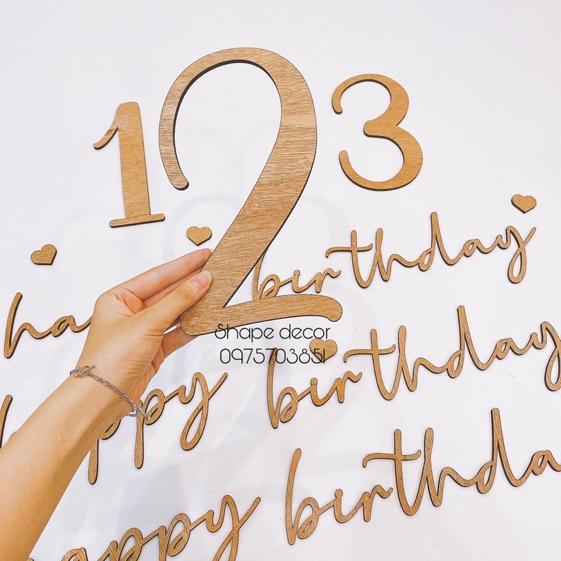 Chữ Happy birthday gỗ dán tường - ảnh thật - sinh nhật hàn quốc