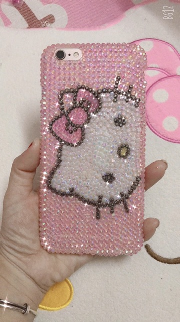 Combo hạt đá nhựa trang trí kèm ốp điện thoại Hello Kitty