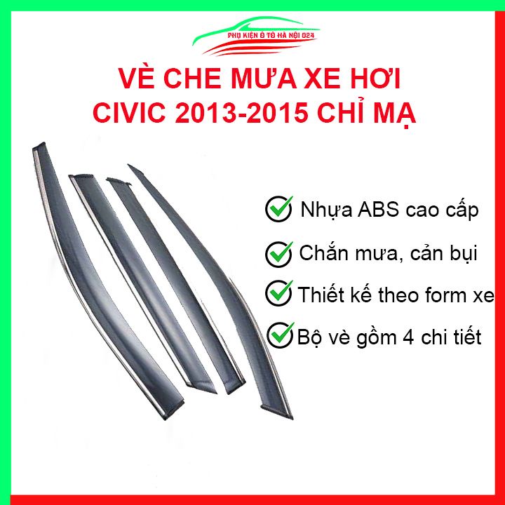 Vè che mưa cho xe ô tô Civic 2013-2015 chỉ mạ