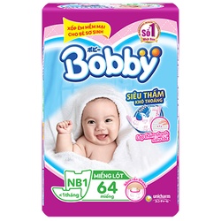 Bỉm Bobby miếng lót/tã dán size 64m, SS40, S56