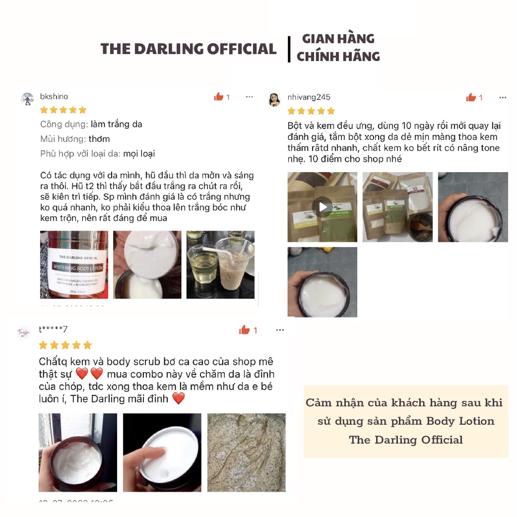 Kem Dưỡng Trắng Cấp Ẩm Body Lotion Bật Tone - The Darling Offcial