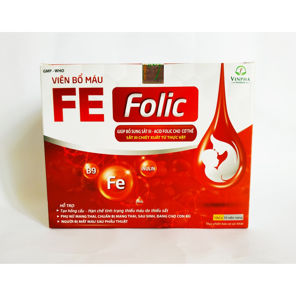 VIÊN BỔ MÁU FE FOLIC - GIÚP BỔ SUNG SẮT III, ACID FOLIC CHO CƠ THỂ - SẮT III CHIẾT XUẤT TỪ THỰC VẬT KHÔNG NÓNG, TÁO BÓN