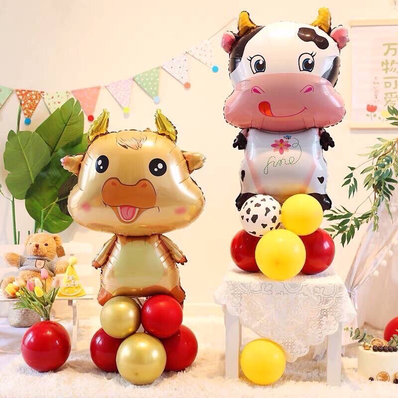 Set Bóng đầy tháng bé trai bé gái bóng nhũ ánh kimTặng bơm keo dán